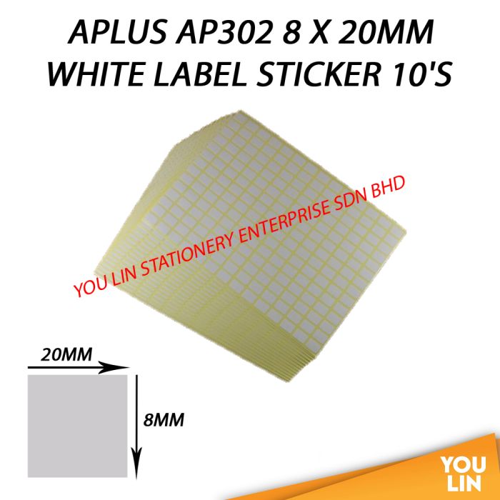 APLUS AP302 8 X 20MM White Label Sticker 10'S