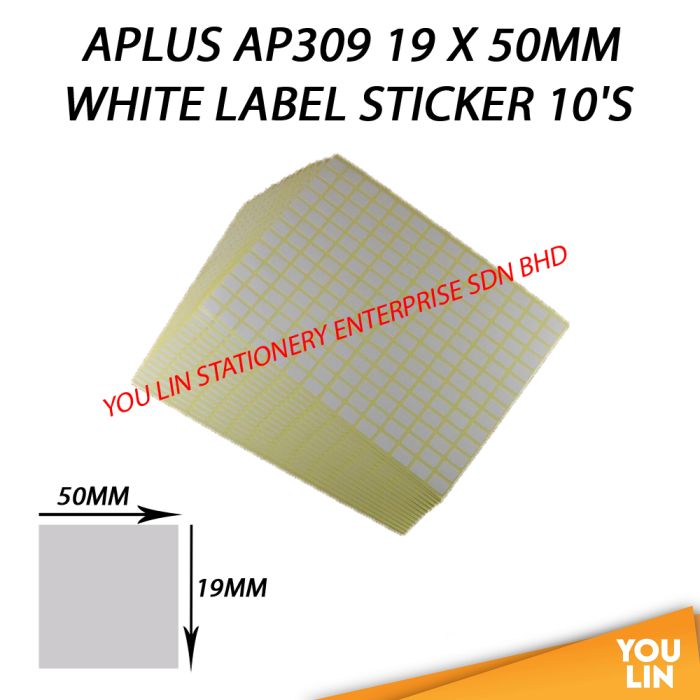 APLUS AP309 19 X 50MM White Label Sticker 10'S