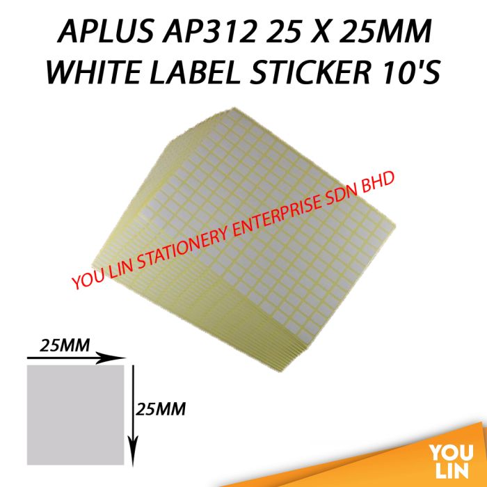 APLUS AP312 25 X 25MM White Label Sticker 10'S