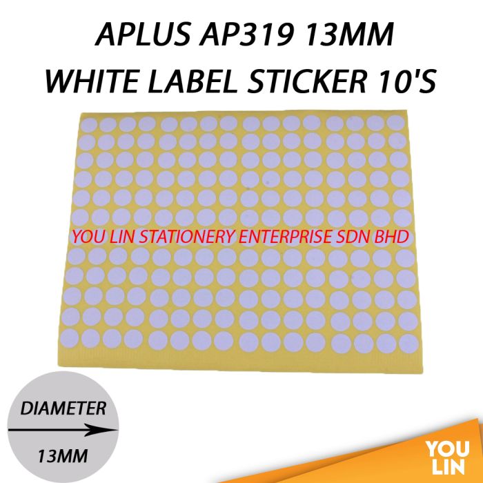 APLUS AP319 13MM White Label Sticker 10'S