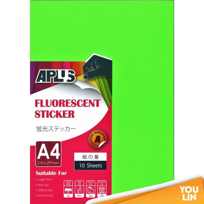 APLUS A4 Fluorescent Sticker - Green 10'S