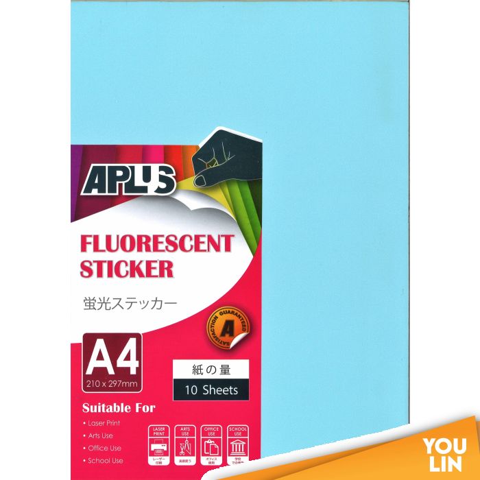APLUS A4 Fluorescent Sticker - L.Blue 10'S