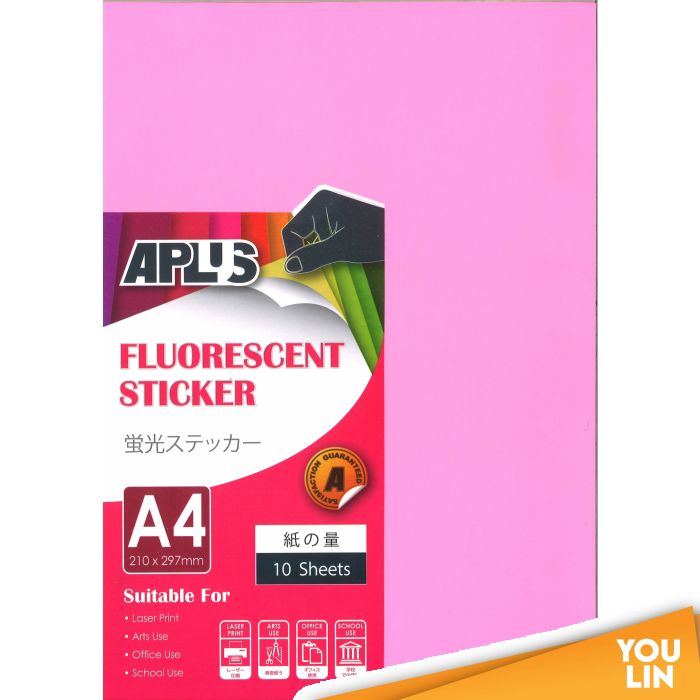 APLUS A4 Fluroescent Sticker - L.Pink 10'S