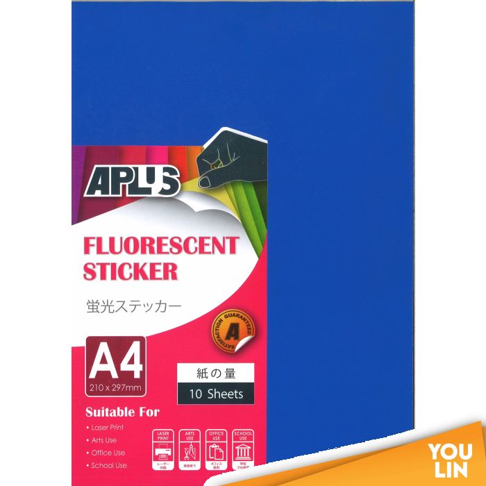 APLUS A4 Fluorescent Sticker - D.Blue 10'S
