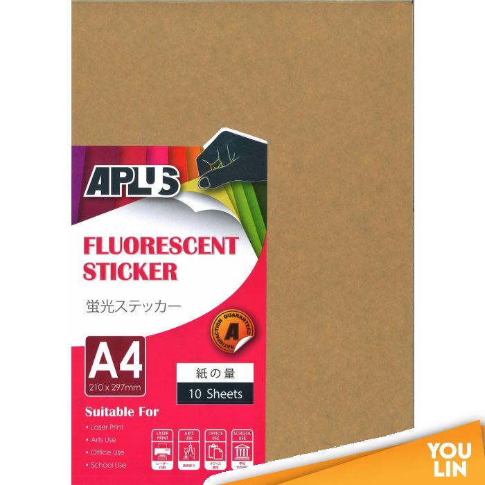 APLUS A4 Fluoresecent Sticker - Brown 10'S