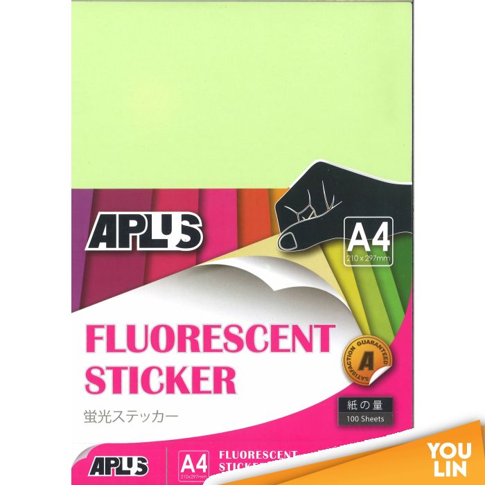 APLUS A4 Fluorescent Sticker - L.Green 100'S
