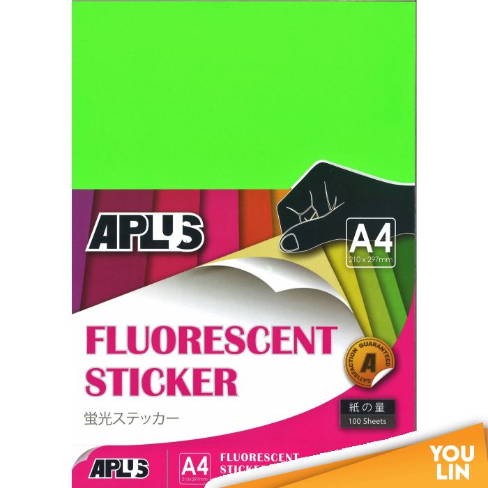APLUS A4 Fluorescent Sticker - Green 100'S