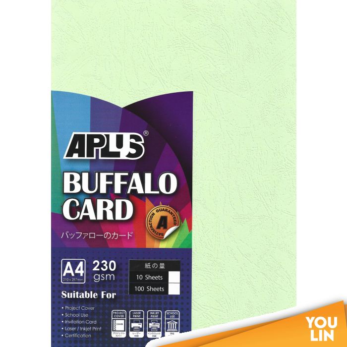 APLUS A4 230gm Buffalo Card 100'S - L.Green