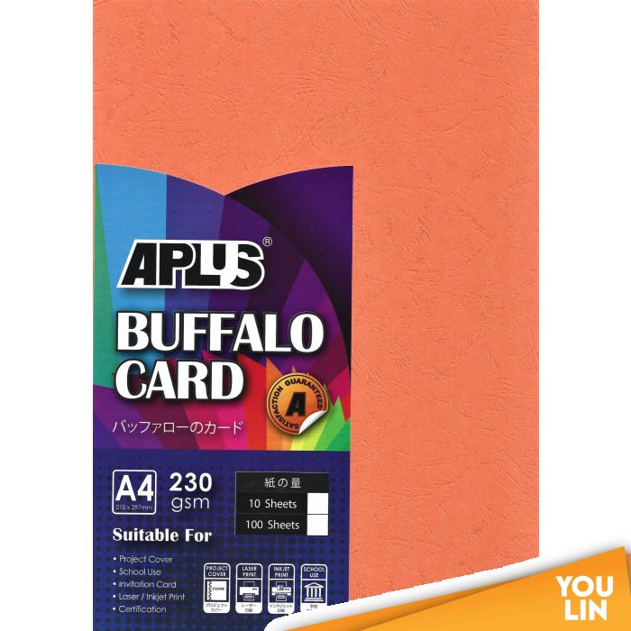 APLUS A4 230gm Buffalo Card 100'S - Orange