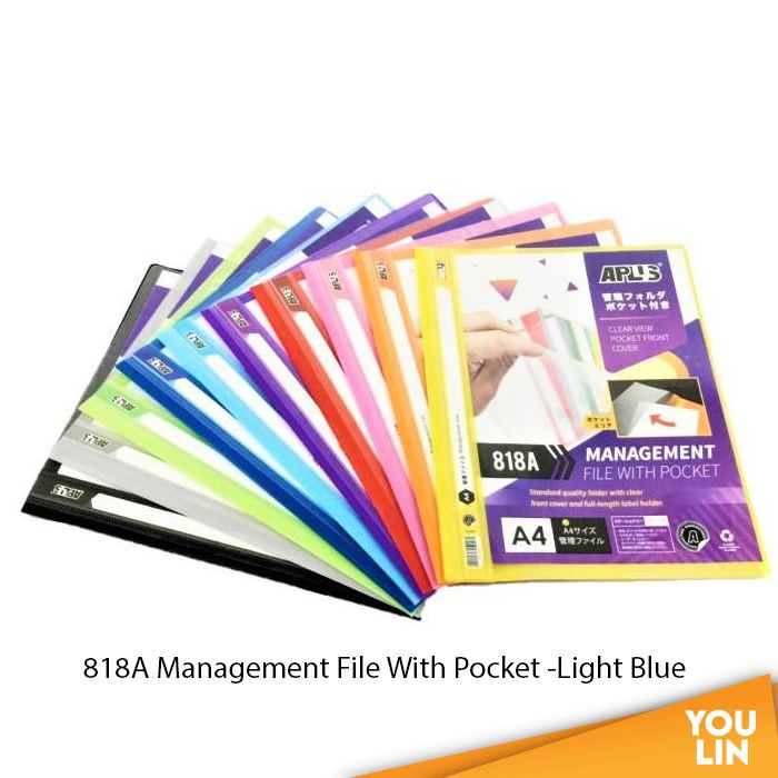 APLUS 818A A4 Management File W/Pocket - Light Blue