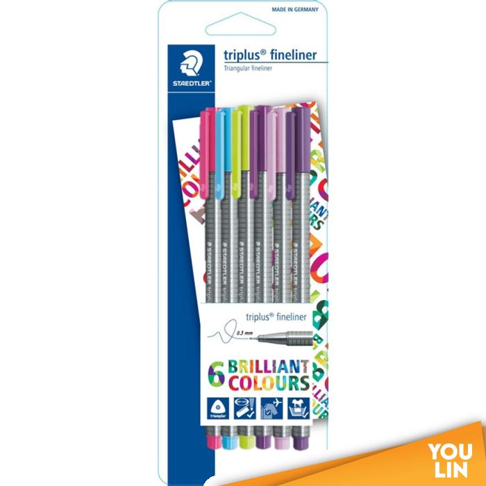 STAEDTLER 334 SBK6-6 Triplus Fineliner Set of 6 Colors (Fruity)