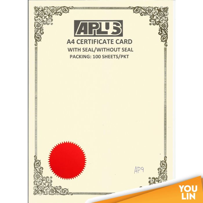 APLUS A4 160gm Certificate Card V/Seal - APS9