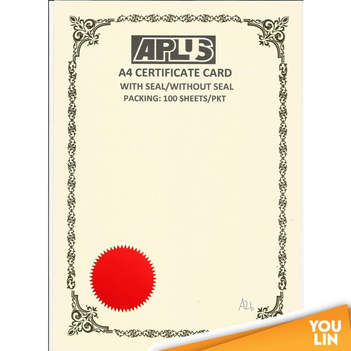 APLUS A4 160gm Certificate Card V/Seal - AS26