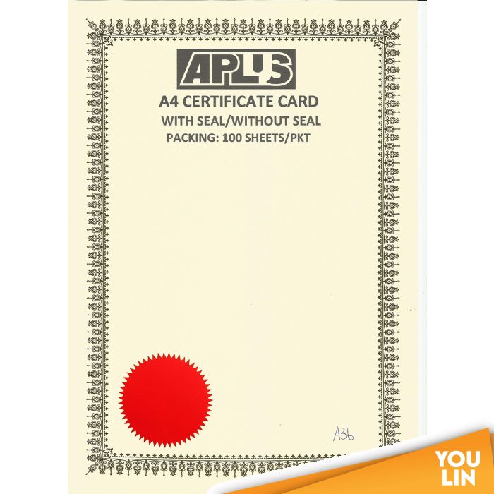 APLUS A4 160gm Certificate Card V/Seal - AS36